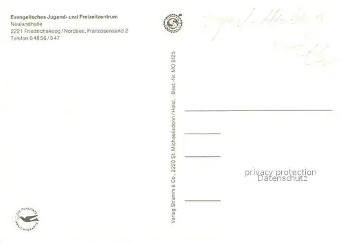 AK / Ansichtskarte Friedrichskoog_Nordseebad Ev Jugend und Freizeitzentrum Neulandhalle Friedrichskoog_Nordseebad