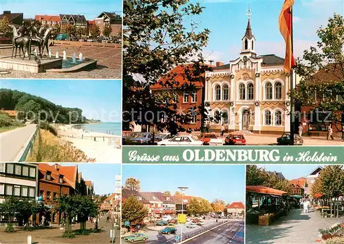 AK / Ansichtskarte Oldenburg_Holstein Reiterstandbild Rathaus Ortspartien Markt Oldenburg_Holstein