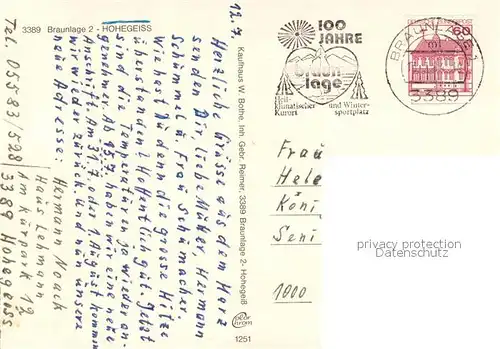 AK / Ansichtskarte Hohegeiss_Harz Ortsansicht Caritas Heim Ebersberg Waldbad Panoramic Cafe Berghof Jugendfreizeitheim Hohegeiss Harz