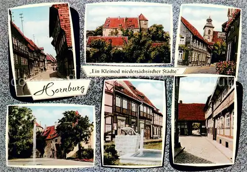 AK / Ansichtskarte Hornburg_Wolfenbuettel Gassen Schloss Brunnen Hornburg Wolfenbuettel
