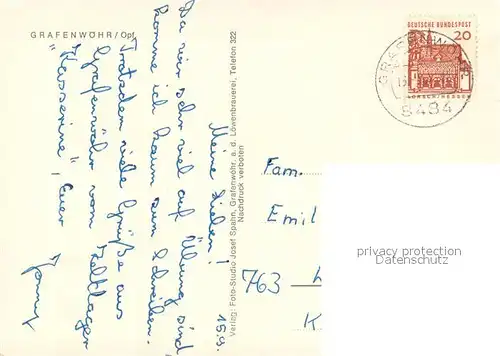 AK / Ansichtskarte Grafenwoehr Wasserturm Marienplatz mit Rathaus Panorama Grafenwoehr