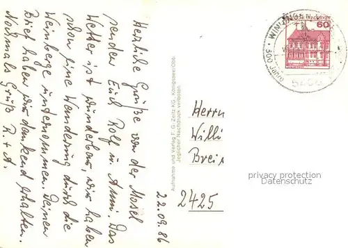 AK / Ansichtskarte Winningen_Mosel Fliegeraufnahme Weinhexenbrunnen Fachwerkhaeuser Panorama Moselpartie Winningen Mosel