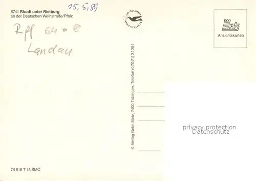 AK / Ansichtskarte Rhodt_Rietburg Panorama Ortsmotive Rhodt Rietburg