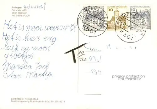 AK / Ansichtskarte Ralingen Campingplatz Fliegeraufnahme Ralingen