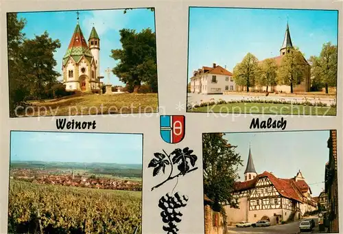 AK / Ansichtskarte Malsch_Wiesloch Letzenberg Kapelle Rathaus mit Kirche Panorama Fachwerkhaeuser Malsch Wiesloch