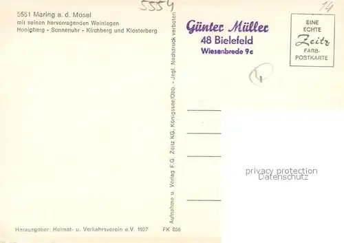 AK / Ansichtskarte Maring Fliegeraufnahme mit Kirchberg und Klosterberg Maring