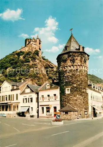 AK / Ansichtskarte St_Goarshausen Marktplatz mit Burg Katz St_Goarshausen