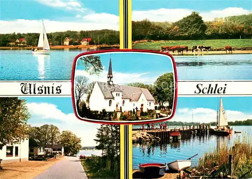AK / Ansichtskarte Ulsnis Panorama Strandweg Seebruecke Segelboote Kirche Ulsnis