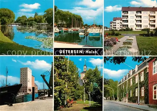 AK / Ansichtskarte Uetersen Panorama Hafen Wohnhaeuser Hochhaus Kirche Strasse Uetersen