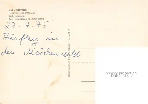 AK / Ansichtskarte Scholderup Zur Jagdhuette Gaststube Scholderup