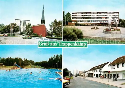 AK / Ansichtskarte Trappenkamp Kirche Volksbank Freibad Strassenpartie Trappenkamp