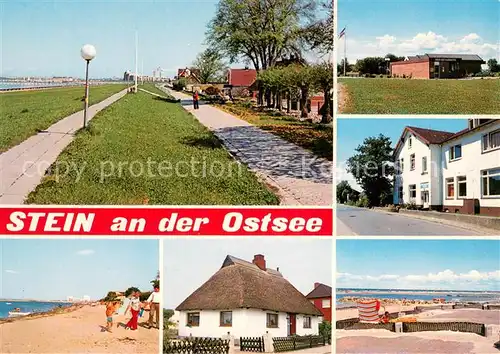 AK / Ansichtskarte Stein_Ostsee Uferpromenade Haus des Kurgastes Hotel Reetdachhaus Strand Stein_Ostsee