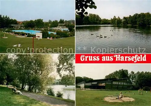AK / Ansichtskarte Harsefeld Freibad Uferpromenade am Wasser Kinderspielplatz Harsefeld