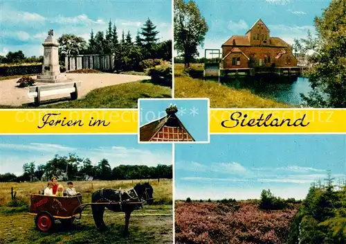 AK / Ansichtskarte Ihlienworth Ferien im Sietland Denkmal Ponywagen Heidelandschaft Lueneburger Heide Ihlienworth