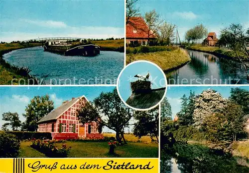 AK / Ansichtskarte Ihlienworth Binnenschifffahrt Kanal Frachtkahn Landschaft Stoerche Stueckzahlkarte Ihlienworth