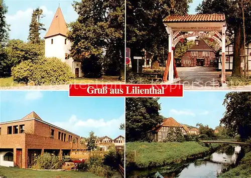 AK / Ansichtskarte Lilienthal_Bremen Kirche Gasthof Partie am Kanal Lilienthal Bremen