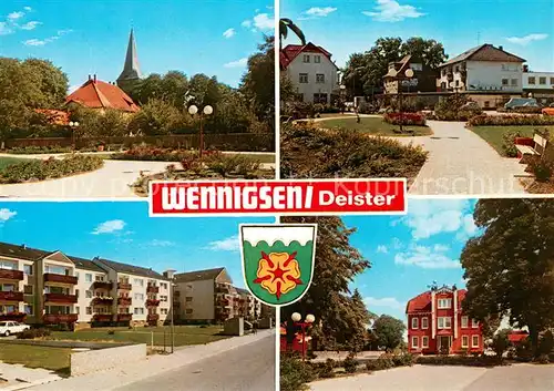 AK / Ansichtskarte Wennigsen_Deister Parkanlagen Blick zur Kirche Hotel Restaurant Wohnsiedlung Wennigsen_Deister