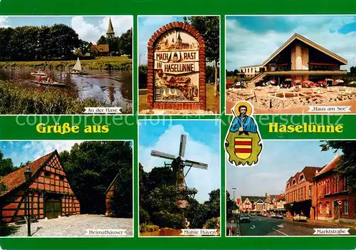 AK / Ansichtskarte Haseluenne Partie an der Hase Heimathaeuser Muehle Marktstrasse Restaurant Haus am See Haseluenne