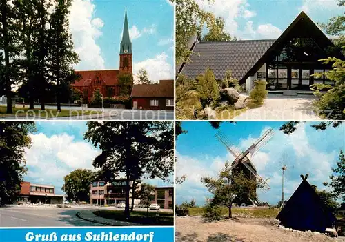 AK / Ansichtskarte Suhlendorf Ortsansichten Kirche Windmuehle Suhlendorf