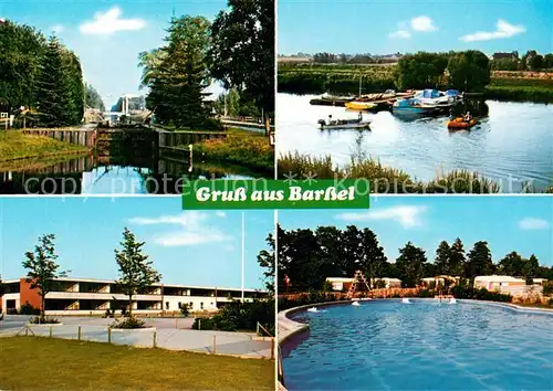 AK / Ansichtskarte Barssel Schleuse Bootsanleger Freibad Barssel