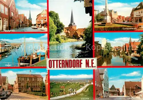 AK / Ansichtskarte Otterndorf_Niederelbe Motive Innenstadt Hafen Fischkutter Strand Haeuser an der Medem Otterndorf Niederelbe