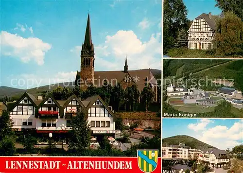 AK / Ansichtskarte Altenhundem Motiv mit Kirche Gymnasium Maria Koenigin Markt Altenhundem
