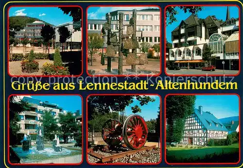 AK / Ansichtskarte Altenhundem Gebaeude Innenstadt Brunnen Fachwerkhaus Achse Eisenbahn Altenhundem