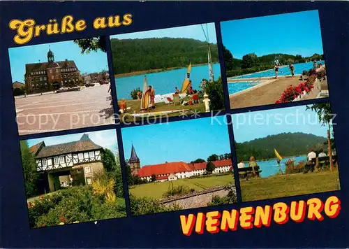 AK / Ansichtskarte Vienenburg Rathaus Innenstadt Burgtor Kloster Freibad Partie am See Vienenburg