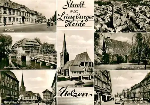 AK / Ansichtskarte Uelzen_Lueneburger_Heide Rathaus Kirche Kapelle Altstadt Lueneburer Strasse Muehle Fliegeraufnahme Uelzen_Lueneburger_Heide