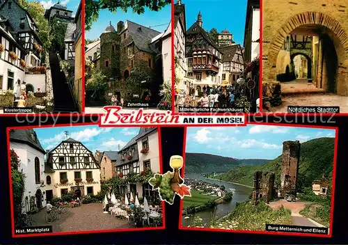 AK / Ansichtskarte Beilstein_Mosel Klostertreppe Zehnthaus Mittelalterliche Fachwerkhaeuser Altstadt Stadttor Historischer Marktplatz Burg Metternich und Ellenz Beilstein_Mosel