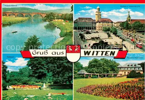 AK / Ansichtskarte Witten_Ruhr Viadukt Ruhrtal Rathaus Johanniskirche Parkhaus Hohenstein Stadtpark Witten Ruhr