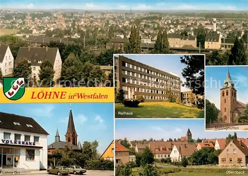 AK / Ansichtskarte Loehne Stadtpanorama Rathaus Kirche Mennighueffen Obernbeck Loehne