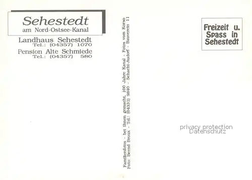 AK / Ansichtskarte Sehestedt_Eider Nord Ostsee Kanal Hochseeschiff Landhaus Pension Alte Schmiede Sehestedt_Eider