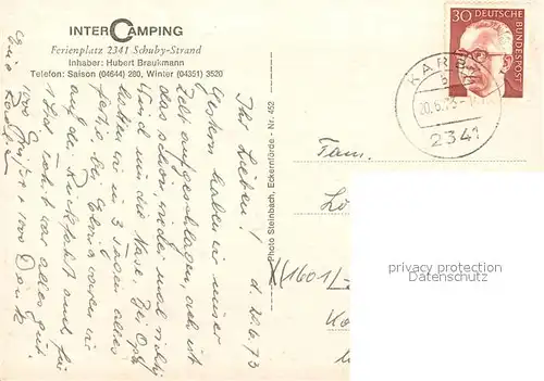 AK / Ansichtskarte Schuby Campingplatz am Strand Einkaufsladen Gaststaette Schuby