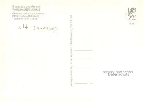 AK / Ansichtskarte Farchau_Ratzeburg Gaststaette Farchauer Muehle Kanal Bootsliegeplatz Gartenterrasse Farchau Ratzeburg