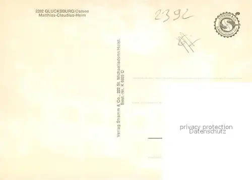 AK / Ansichtskarte Gluecksburg_Nordfriesland Matthias Claudius Heim Gluecksburg_Nordfriesland
