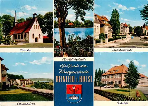 AK / Ansichtskarte Reinfeld_Holstein Kirche Bahnhofstrasse Herrenhusen Schule Reinfeld_Holstein
