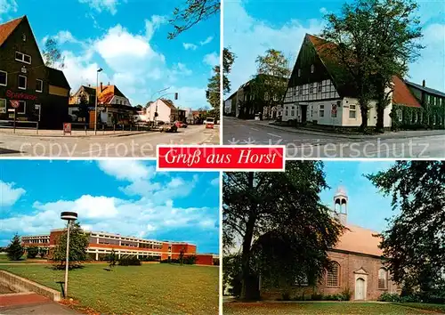 AK / Ansichtskarte Horst_Holstein Strassenpartien Schule Kirche Horst_Holstein