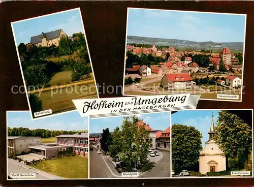 AK / Ansichtskarte Hofheim_Unterfranken Bettenburg Fliegeraufnahme Staatl Realschule Marktplatz Kreuzkapelle Hofheim Unterfranken