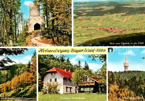 AK / Ansichtskarte Cham_Oberpfalz Burg Lichtenegg Blick vom Eckstein in die CSSR UKW Sender Forsthaus Hohenbogen Bundeswehr Sender Cham Oberpfalz