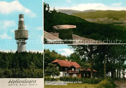 AK / Ansichtskarte Cham_Oberpfalz Bundeswehr Sender Blick vom Burgstall zum Kaitersberg Fort und Unterkunftshaus auf dem Hohenbogen Cham Oberpfalz