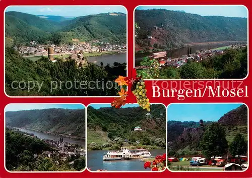 AK / Ansichtskarte Burgen_Mosel Burg Bischofstein Moselpartien Campingplatz Burgen Mosel