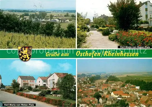 AK / Ansichtskarte Osthofen_Rheinhessen Panorama Karl Maria von Weber Platz Fliegeraufnahme Osthofen_Rheinhessen