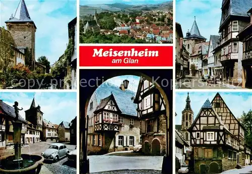 AK / Ansichtskarte Meisenheim_Glan Stadtturm Panorama Ortansichten Brunnen Fachwerkhaeuser Meisenheim_Glan