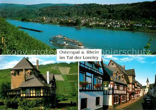 AK / Ansichtskarte Osterspai Rheinpartie Hotel Restaurant Lindenhof Strassenpartie Osterspai