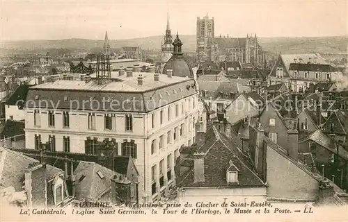 AK / Ansichtskarte Auxerre Vue generale prise du Clocher de Saint Eusebe La Cathedral lEglise Saint Germain la Tour de lHorloge leMusee et la Poste Auxerre