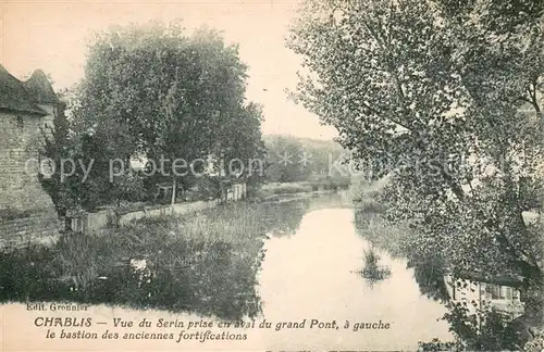 AK / Ansichtskarte Chablis Vue du Serin prise en aval du grand Pont a gauche le bastion des anciennes fortifications Chablis