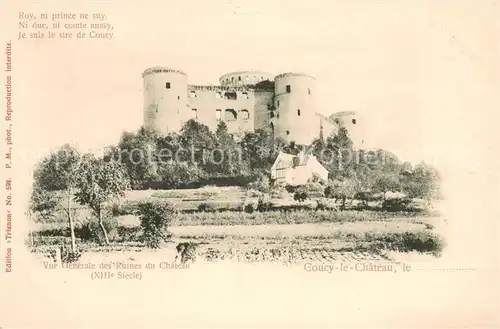 AK / Ansichtskarte Coucy le Chateau Auffrique Vue generale des Ruines du Chateau Coucy le Chateau Auffrique