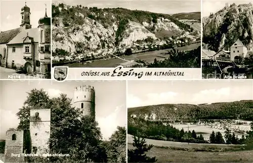 AK / Ansichtskarte Essing Kirche Alte Bruecke Burg Randeck Aussichtsturm Panorama Essing