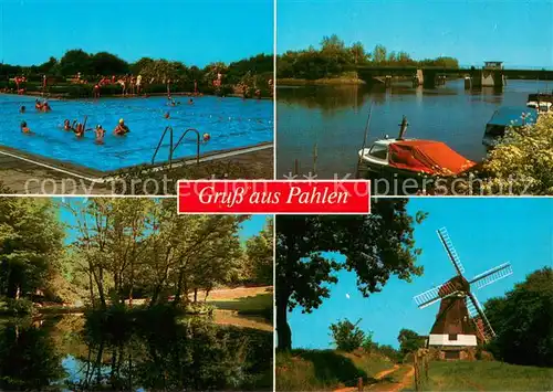 AK / Ansichtskarte Pahlen Schwimmbad Bootsliegeplatz Eiderpartie Bruecke Muehle Pahlen